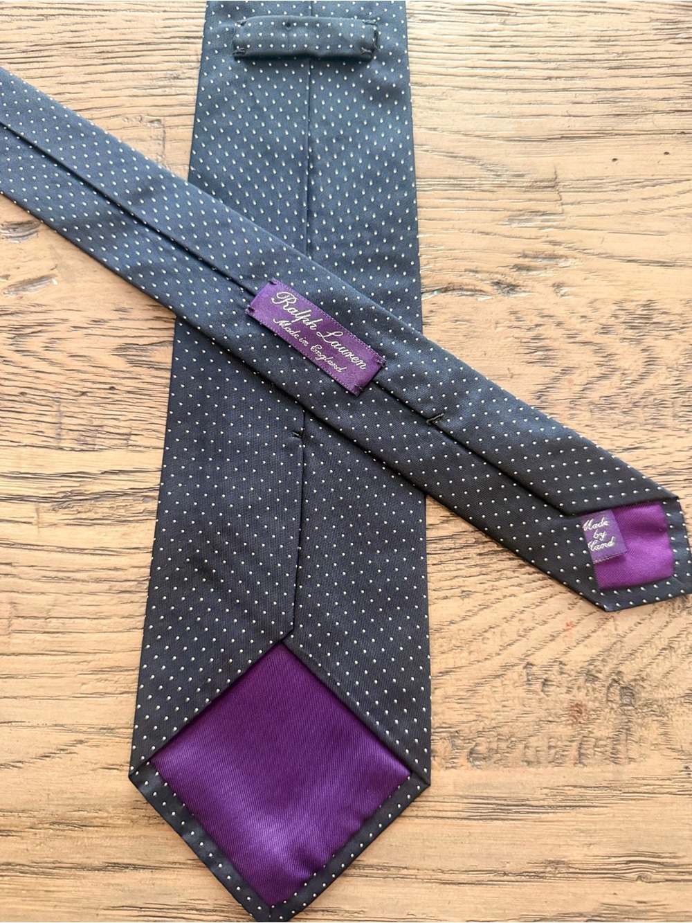 Ralph Lauren Purple Label Purple-Accent Polka Dot Men's Tie - Black/Gray